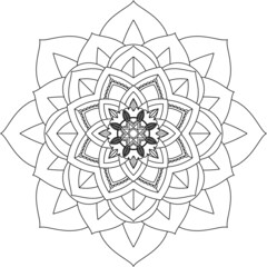 Easy Mandala coloring book simple and basic for beginners, seniors and children. Set of Mehndi flower pattern for Henna drawing and tattoo. Decoration in ethnic oriental, Indian style.