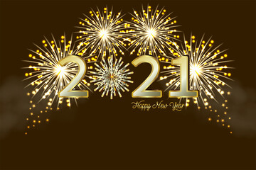 New Year 2021, fireworks background with copy space. illustration vector.
