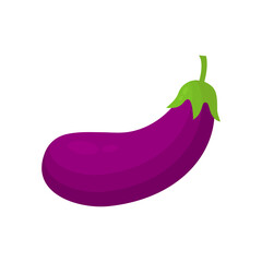 Eggplant fresh vegetable icon. Healthy food tasty juicy symbol. Vector isolated on white.