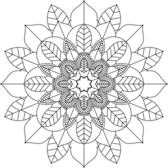 Easy Mandala coloring book simple and basic for beginners, seniors and children. Set of Mehndi flower pattern for Henna drawing and tattoo. Decoration in ethnic oriental, Indian style.