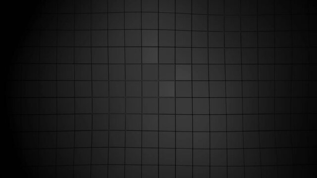 Black cube pattern background with cubes changing in size, 3d animation using as modern puristic background
