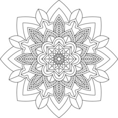 Easy Mandala coloring book simple and basic for beginners, seniors and children. Set of Mehndi flower pattern for Henna drawing and tattoo. Decoration in ethnic oriental, Indian style.