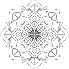 Obraz premium Easy Mandala coloring book simple and basic for beginners, seniors and children. Set of Mehndi flower pattern for Henna drawing and tattoo. Decoration in ethnic oriental, Indian style.
