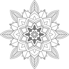 Easy Mandala coloring book simple and basic for beginners, seniors and children. Set of Mehndi flower pattern for Henna drawing and tattoo. Decoration in ethnic oriental, Indian style.