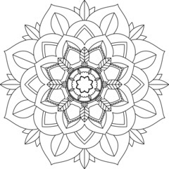 Easy Mandala coloring book simple and basic for beginners, seniors and children. Set of Mehndi flower pattern for Henna drawing and tattoo. Decoration in ethnic oriental, Indian style.