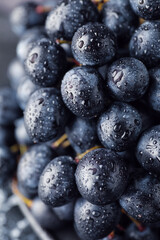 Fresh grapes with water drops, closeup