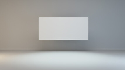 Blank white minimalist frame like canvas on wall with under spot light 3D rendering