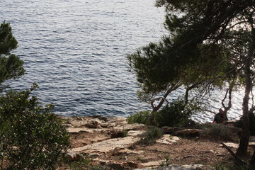 Fototapeta na wymiar Island scenery, beach, beautiful bay seaside, Balearic Islands, Mallorca, Spain, Mediterranean Sea.