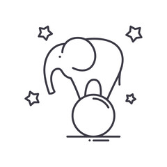 Elephant show icon, linear isolated illustration, thin line vector, web design sign, outline concept symbol with editable stroke on white background.