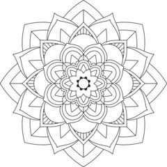 Easy Mandala coloring book simple and basic for beginners, seniors and children. Set of Mehndi flower pattern for Henna drawing and tattoo. Decoration in ethnic oriental, Indian style.