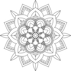 Easy Mandala coloring book simple and basic for beginners, seniors and children. Set of Mehndi flower pattern for Henna drawing and tattoo. Decoration in ethnic oriental, Indian style.