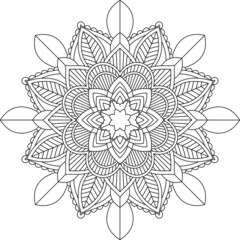 Easy Mandala coloring book simple and basic for beginners, seniors and children. Set of Mehndi flower pattern for Henna drawing and tattoo. Decoration in ethnic oriental, Indian style.