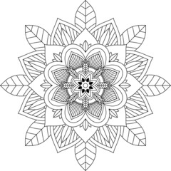 Easy Mandala coloring book simple and basic for beginners, seniors and children. Set of Mehndi flower pattern for Henna drawing and tattoo. Decoration in ethnic oriental, Indian style.