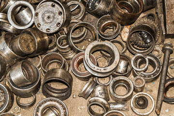 Old dirty broken auto bearings