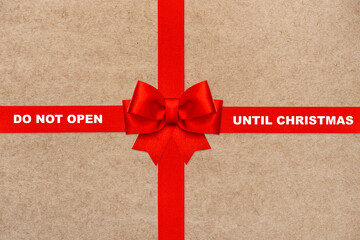 Christmas wrapping Red ribbon bow craft paper texture