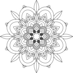 Easy Mandala coloring book simple and basic for beginners, seniors and children. Set of Mehndi flower pattern for Henna drawing and tattoo. Decoration in ethnic oriental, Indian style.