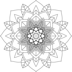 Fototapeta premium Easy Mandala coloring book simple and basic for beginners, seniors and children. Set of Mehndi flower pattern for Henna drawing and tattoo. Decoration in ethnic oriental, Indian style.