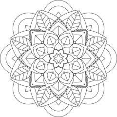 Easy Mandala coloring book simple and basic for beginners, seniors and children. Set of Mehndi flower pattern for Henna drawing and tattoo. Decoration in ethnic oriental, Indian style.