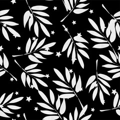 Monochrome floral seamless, ornament pattern abstract vector illustration