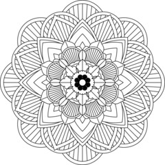 Easy Mandala coloring book simple and basic for beginners, seniors and children. Set of Mehndi flower pattern for Henna drawing and tattoo. Decoration in ethnic oriental, Indian style.