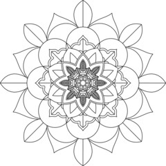 Easy Mandala coloring book simple and basic for beginners, seniors and children. Set of Mehndi flower pattern for Henna drawing and tattoo. Decoration in ethnic oriental, Indian style.