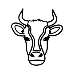Cow head outline icon. Cattle sign. Front view. Vector illustration.