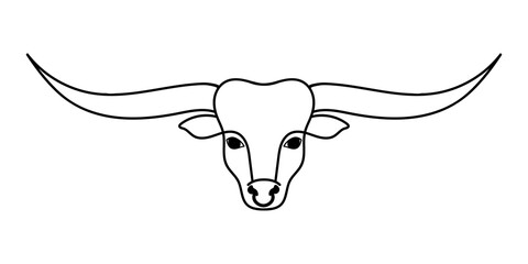 Bull head outline icon. Longhorn cattle head sign. Vector illustration.