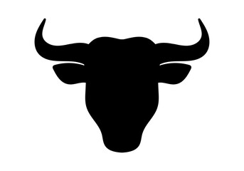 Bull head icon. Buffalo silhouette. Front view. Vector illustration.