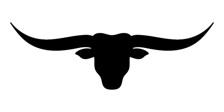 Bull head icon. Longhor cattle head silhouette. Vector illustration.