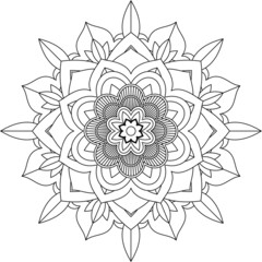 Easy Mandala coloring book simple and basic for beginners, seniors and children. Set of Mehndi flower pattern for Henna drawing and tattoo. Decoration in ethnic oriental, Indian style.