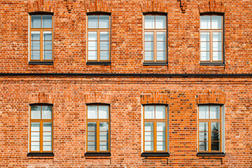 Beautiful vintage red brick building at sunny day