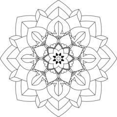 Fototapeta premium Easy Mandala coloring book simple and basic for beginners, seniors and children. Set of Mehndi flower pattern for Henna drawing and tattoo. Decoration in ethnic oriental, Indian style.