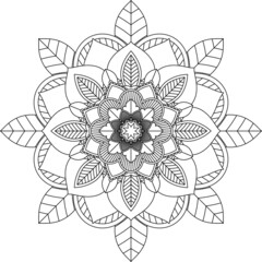 Easy Mandala coloring book simple and basic for beginners, seniors and children. Set of Mehndi flower pattern for Henna drawing and tattoo. Decoration in ethnic oriental, Indian style.