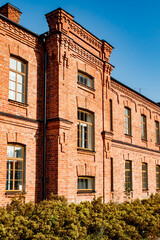 Beautiful vintage red brick building at sunny day