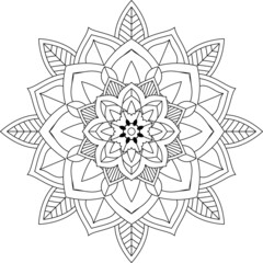 Easy Mandala coloring book simple and basic for beginners, seniors and children. Set of Mehndi flower pattern for Henna drawing and tattoo. Decoration in ethnic oriental, Indian style.