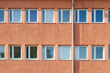 Facade of a building with rows of windows