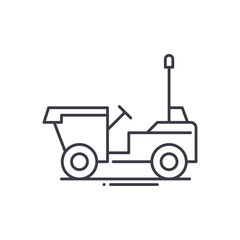 Dumper icon, linear isolated illustration, thin line vector, web design sign, outline concept symbol with editable stroke on white background.