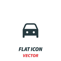 Car icon in a flat style. Vector illustration pictogram on white background. Isolated symbol suitable for mobile concept, web apps, infographics, interface and apps design