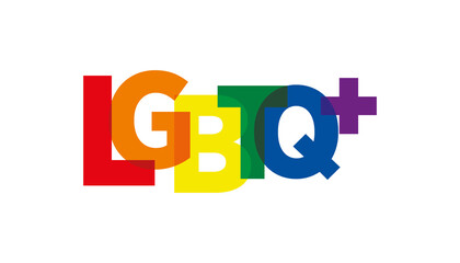 Lgbtq colors typography lettering. Lgbtq color design, vector illustration. Gay, lesbian, bisexual, homosexual, transgender people concepts.
