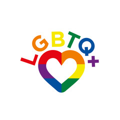 Lgbtq colors with heart, title.
Lgbtq color design, vector illustration. Gay, lesbian, bisexual, homosexual, transgender people concepts.