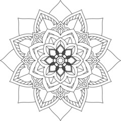 Easy Mandala coloring book simple and basic for beginners, seniors and children. Set of Mehndi flower pattern for Henna drawing and tattoo. Decoration in ethnic oriental, Indian style.