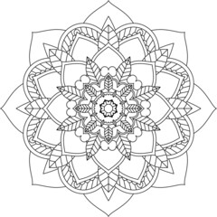 Easy Mandala coloring book simple and basic for beginners, seniors and children. Set of Mehndi flower pattern for Henna drawing and tattoo. Decoration in ethnic oriental, Indian style.
