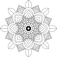 Easy Mandala coloring book simple and basic for beginners, seniors and children. Set of Mehndi flower pattern for Henna drawing and tattoo. Decoration in ethnic oriental, Indian style.