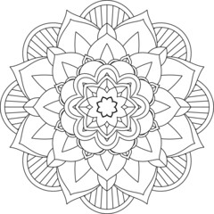 Easy Mandala coloring book simple and basic for beginners, seniors and children. Set of Mehndi flower pattern for Henna drawing and tattoo. Decoration in ethnic oriental, Indian style.