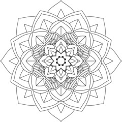 Easy Mandala coloring book simple and basic for beginners, seniors and children. Set of Mehndi flower pattern for Henna drawing and tattoo. Decoration in ethnic oriental, Indian style.