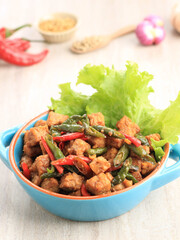 Tempe Orek or Stir Fried Tempeh, Indonesian Traditional Cuisine Made from Tempeh with Soy Sauce or Palm Sugar Added. Sometimes Add Chilli to make It Spicy