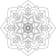 Easy Mandala coloring book simple and basic for beginners, seniors and children. Set of Mehndi flower pattern for Henna drawing and tattoo. Decoration in ethnic oriental, Indian style.
