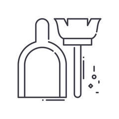 Dustpan icon, linear isolated illustration, thin line vector, web design sign, outline concept symbol with editable stroke on white background.
