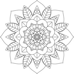 Easy Mandala coloring book simple and basic for beginners, seniors and children. Set of Mehndi flower pattern for Henna drawing and tattoo. Decoration in ethnic oriental, Indian style.
