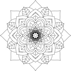 Easy Mandala coloring book simple and basic for beginners, seniors and children. Set of Mehndi flower pattern for Henna drawing and tattoo. Decoration in ethnic oriental, Indian style.